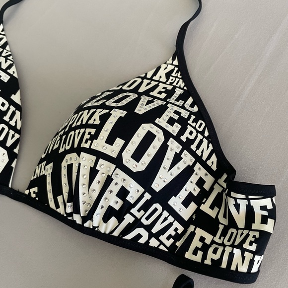 🌟SALE🌟 PINK Victoria’s Secret Rhinestone Bikini, Black/White - Picture 4 of 8